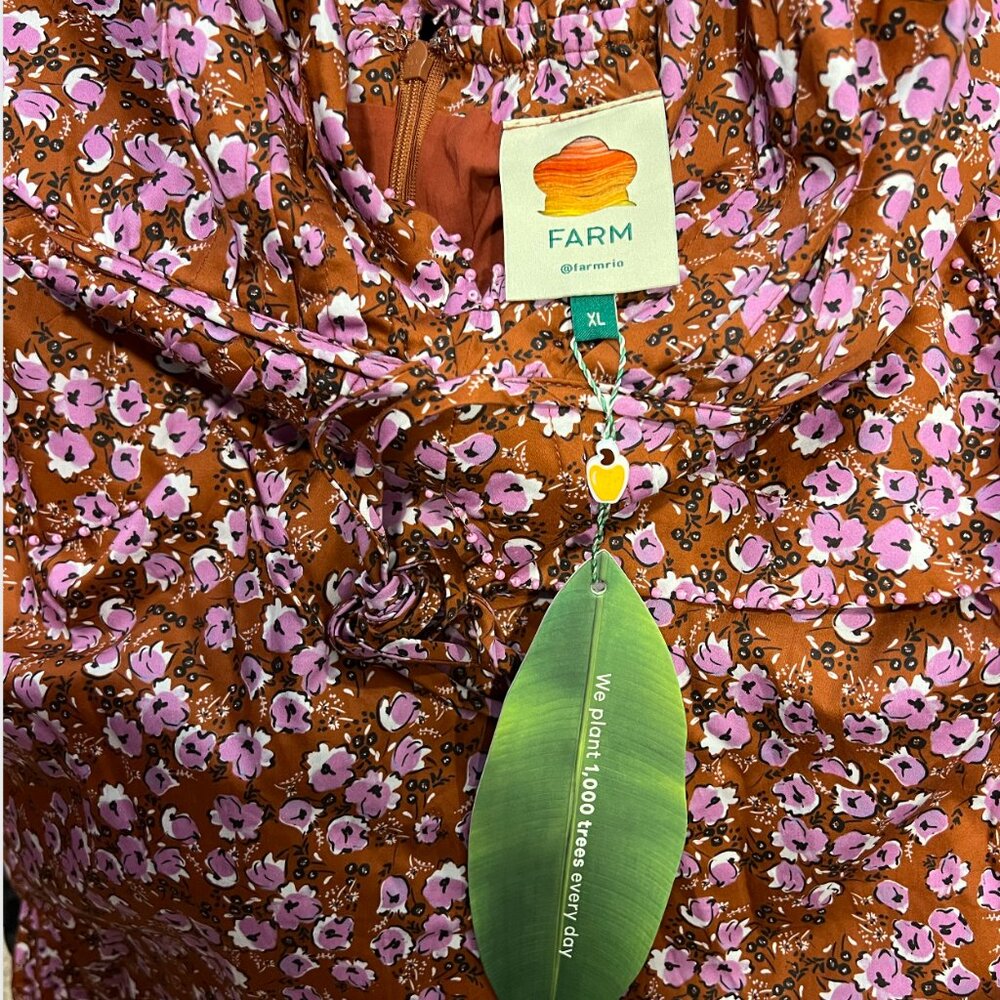 FARM Rio Brown Tiny Yard Butterfly Midi Dress - Picture 5 of 5